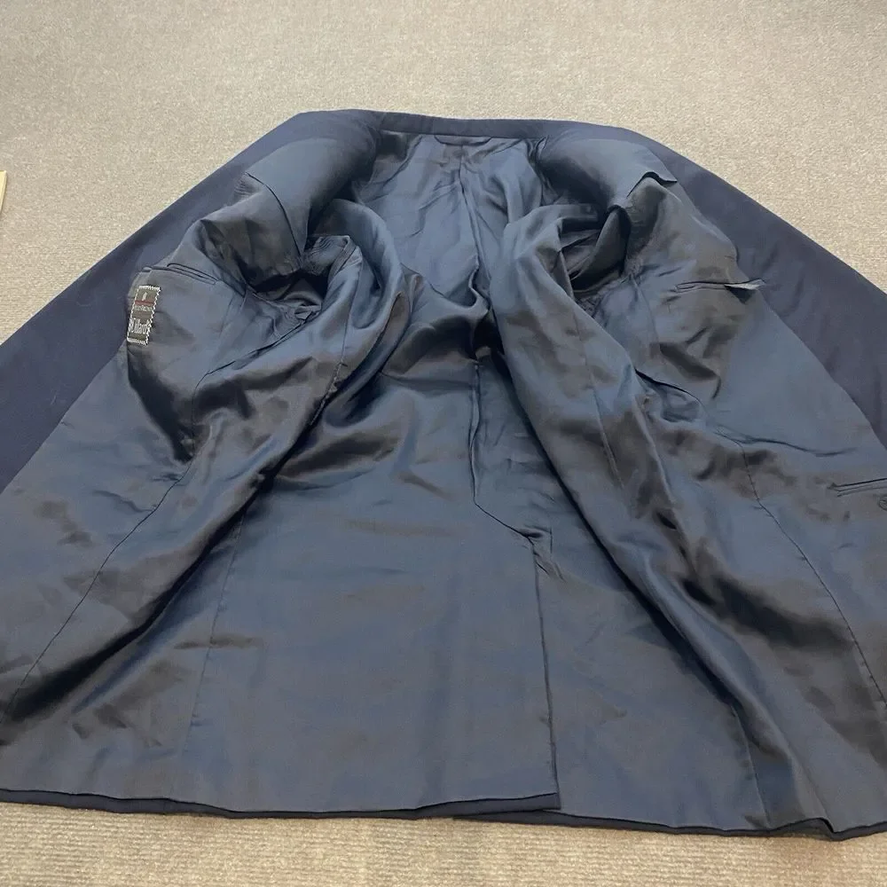 Hickey Freeman Two Button‎ Blazer Jacket Size 44R Wool Cashmere Blue Striped